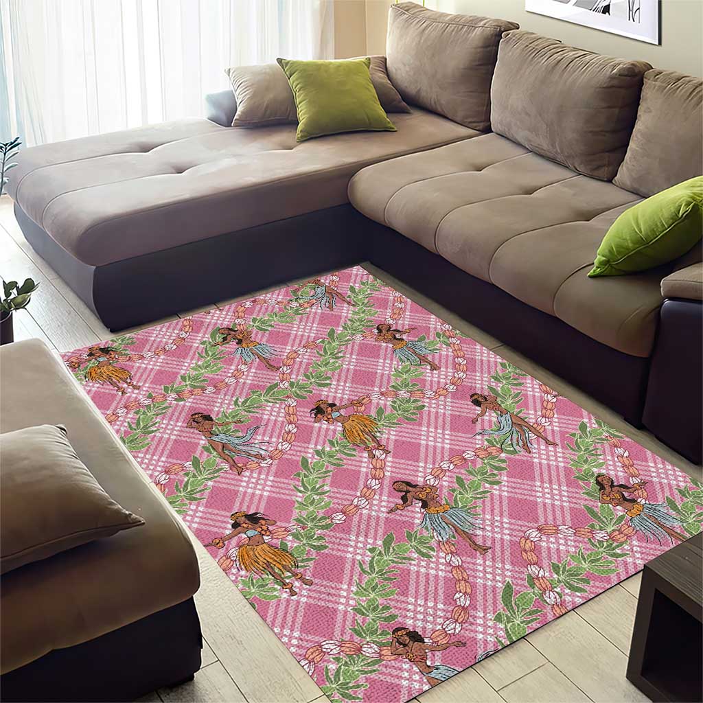 Lokelani Pink Palaka Hula Girls Seamless Hawaii Aloha Area Rug - Polynesian Pride