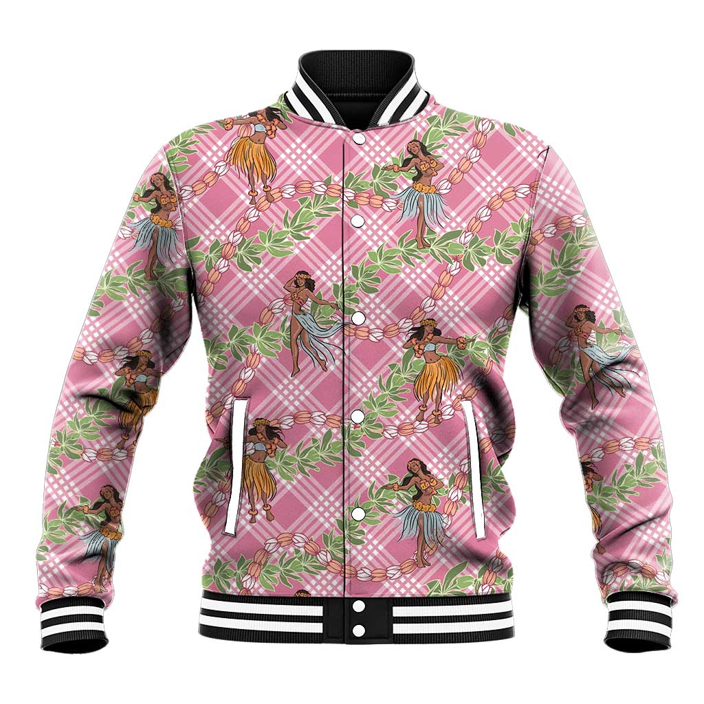Lokelani Pink Palaka Hula Girls Seamless Hawaii Aloha Baseball Jacket LT7 Unisex Pink - Polynesian Pride