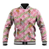 Lokelani Pink Palaka Hula Girls Seamless Hawaii Aloha Baseball Jacket LT7 Unisex Pink - Polynesian Pride