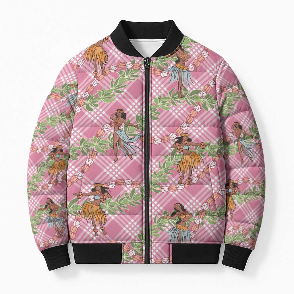 Lokelani Pink Palaka Hula Girls Seamless Hawaii Aloha Bomber Puffer Jacket LT7 Unisex Pink - Polynesian Pride