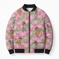 Lokelani Pink Palaka Hula Girls Seamless Hawaii Aloha Bomber Puffer Jacket LT7 Unisex Pink - Polynesian Pride