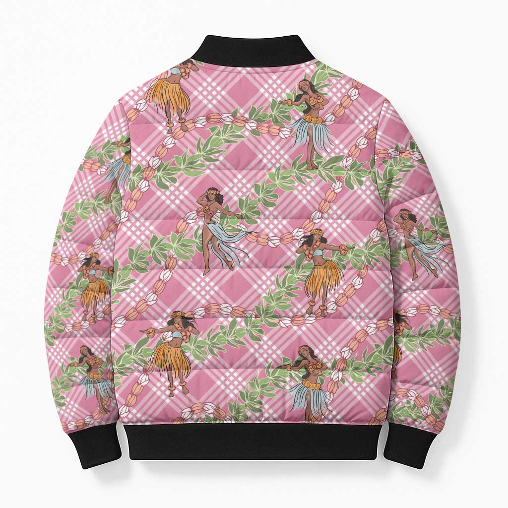 Lokelani Pink Palaka Hula Girls Seamless Hawaii Aloha Bomber Puffer Jacket LT7 - Polynesian Pride