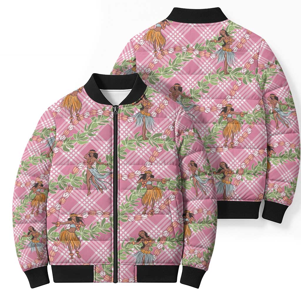 Lokelani Pink Palaka Hula Girls Seamless Hawaii Aloha Bomber Puffer Jacket LT7 - Polynesian Pride