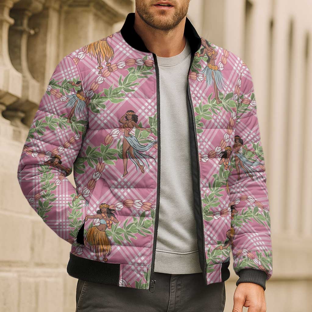 Lokelani Pink Palaka Hula Girls Seamless Hawaii Aloha Bomber Puffer Jacket LT7 - Polynesian Pride