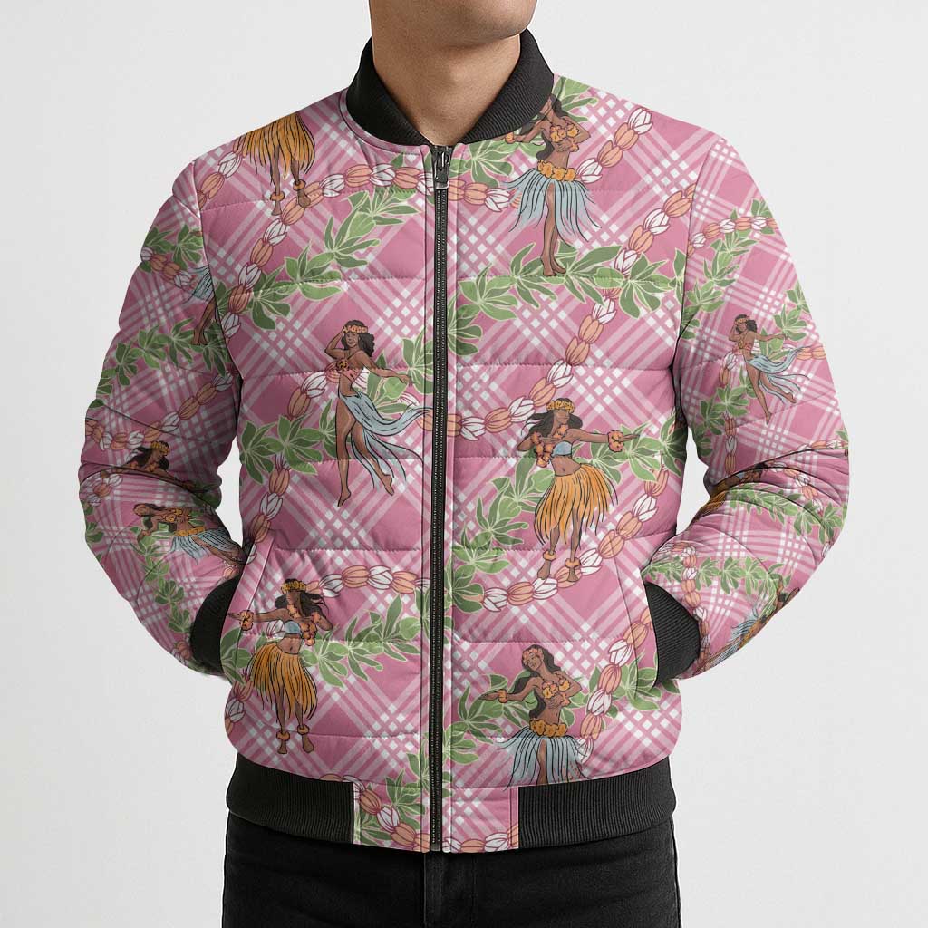 Lokelani Pink Palaka Hula Girls Seamless Hawaii Aloha Bomber Puffer Jacket LT7 - Polynesian Pride