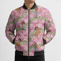 Lokelani Pink Palaka Hula Girls Seamless Hawaii Aloha Bomber Puffer Jacket LT7 - Polynesian Pride