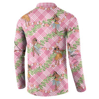 Lokelani Pink Palaka Hula Girls Seamless Hawaii Aloha Button Sweatshirt LT7 - Polynesian Pride