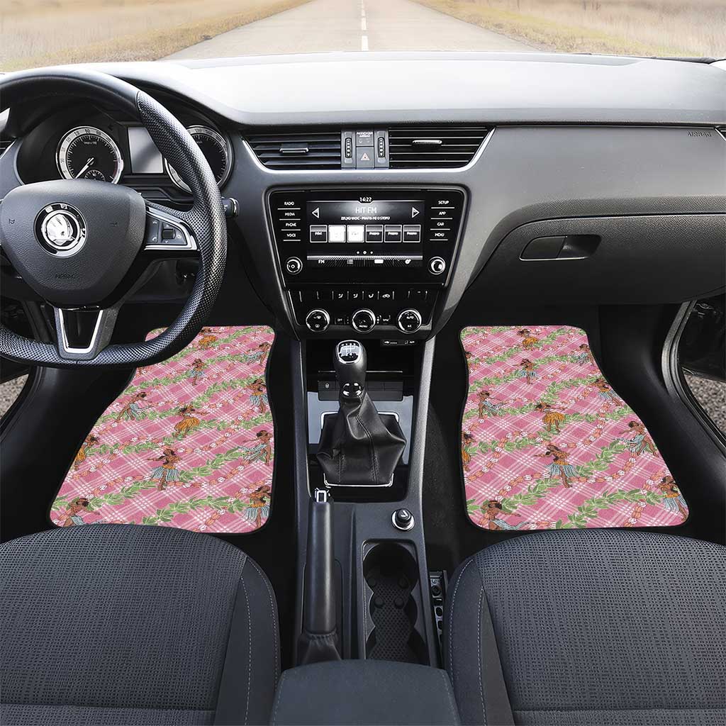 Lokelani Pink Palaka Hula Girls Seamless Hawaii Aloha Car Mats LT7 Set 2pcs - Front Pink - Polynesian Pride