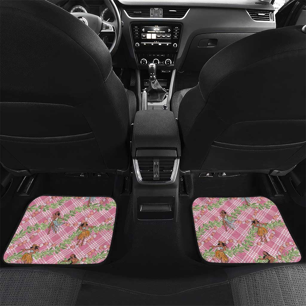 Lokelani Pink Palaka Hula Girls Seamless Hawaii Aloha Car Mats LT7 Set 2pcs - Back Pink - Polynesian Pride