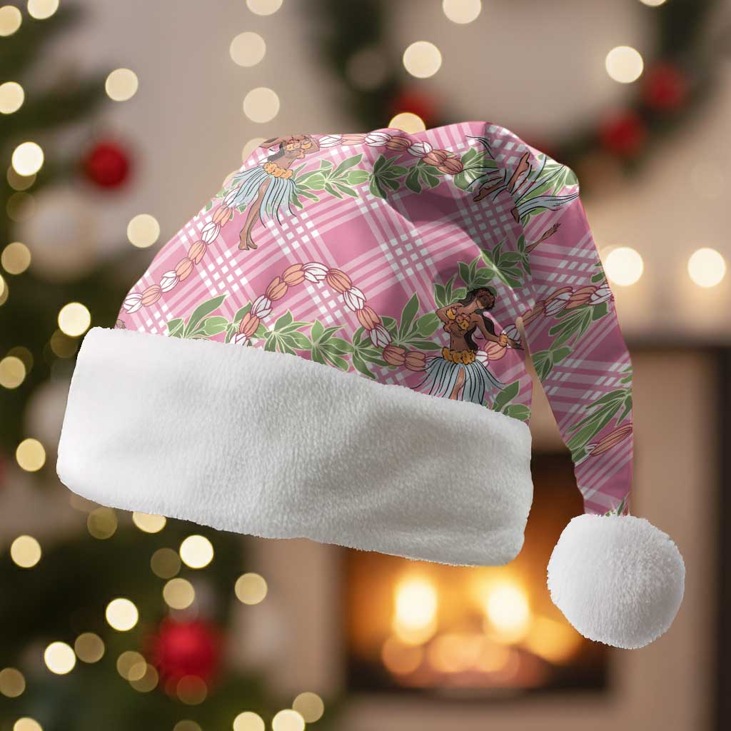 Lokelani Pink Palaka Hula Girls Seamless Hawaii Aloha Christmas Santa Hat LT7 Without Fur Pink - Polynesian Pride