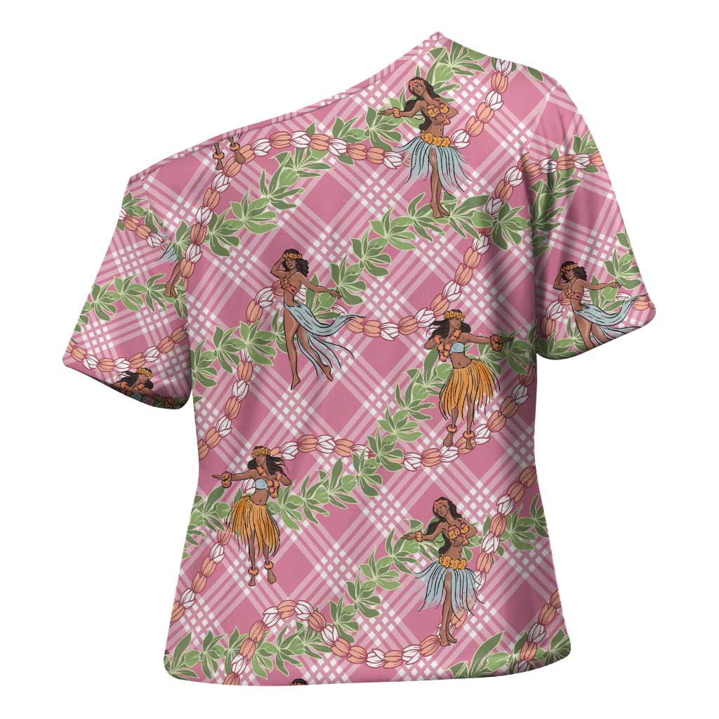 Lokelani Pink Palaka Hula Girls Seamless Hawaii Aloha Cross Shoulder Shirt - Polynesian Pride