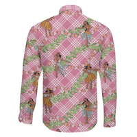 Lokelani Pink Palaka Hula Girls Seamless Hawaii Aloha Family Matching Off Shoulder Short Dress and Hawaiian Shirt - Polynesian Pride