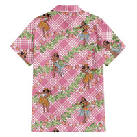 Lokelani Pink Palaka Hula Girls Seamless Hawaii Aloha Family Matching Short Sleeve Bodycon Dress and Hawaiian Shirt - Polynesian Pride