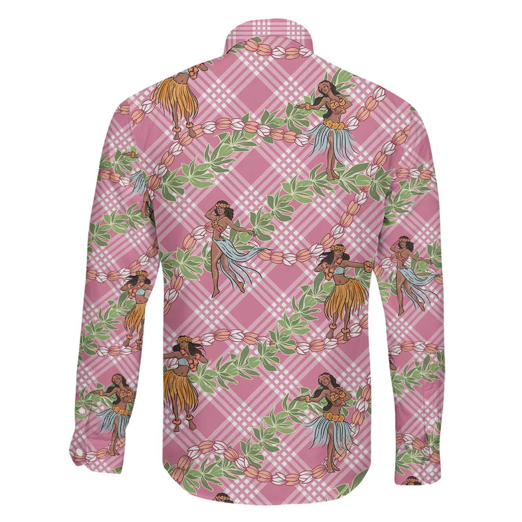 Lokelani Pink Palaka Hula Girls Seamless Hawaii Aloha Family Matching Short Sleeve Bodycon Dress and Hawaiian Shirt - Polynesian Pride