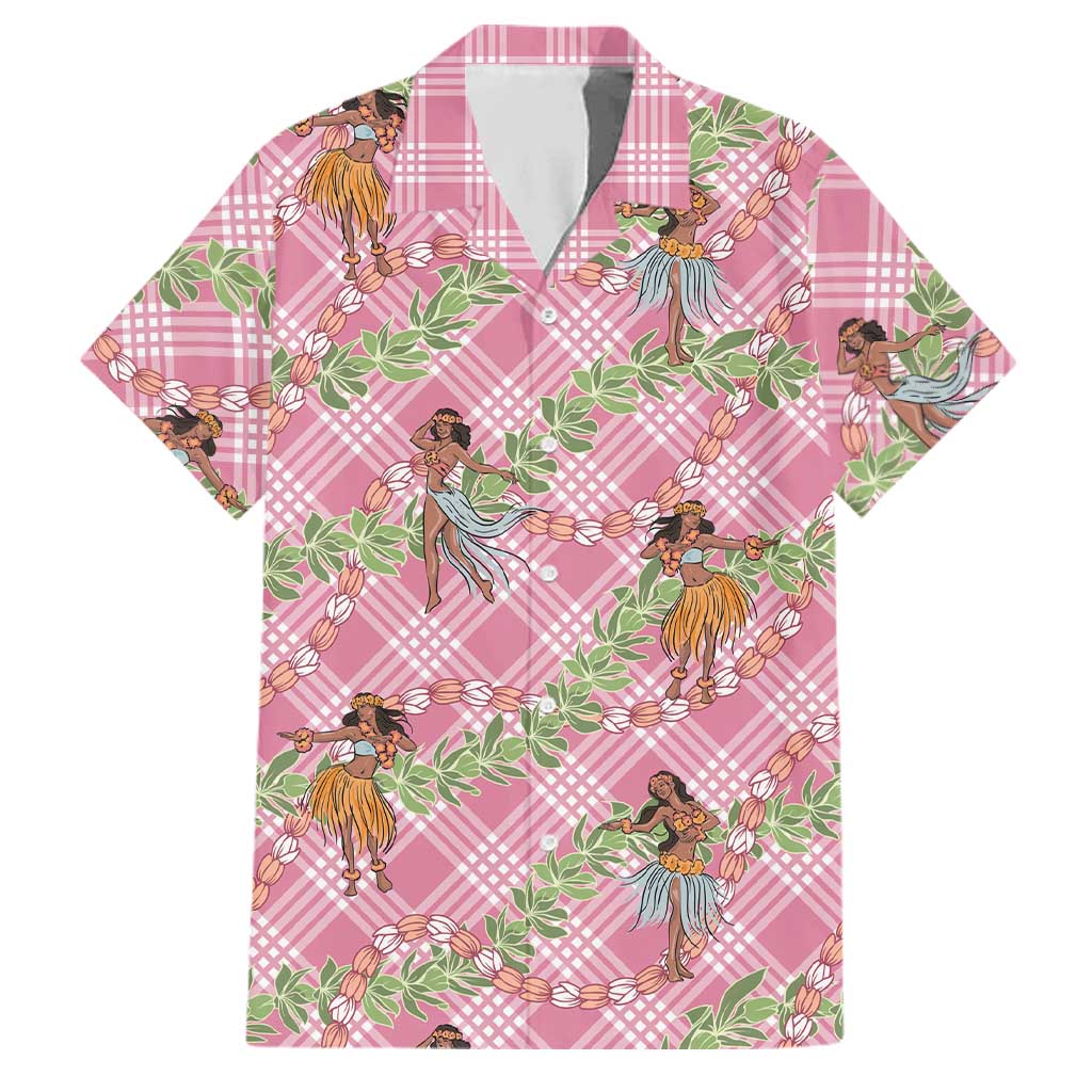 Lokelani Pink Palaka Hula Girls Seamless Hawaii Aloha Family Matching Summer Maxi Dress and Hawaiian Shirt - Polynesian Pride