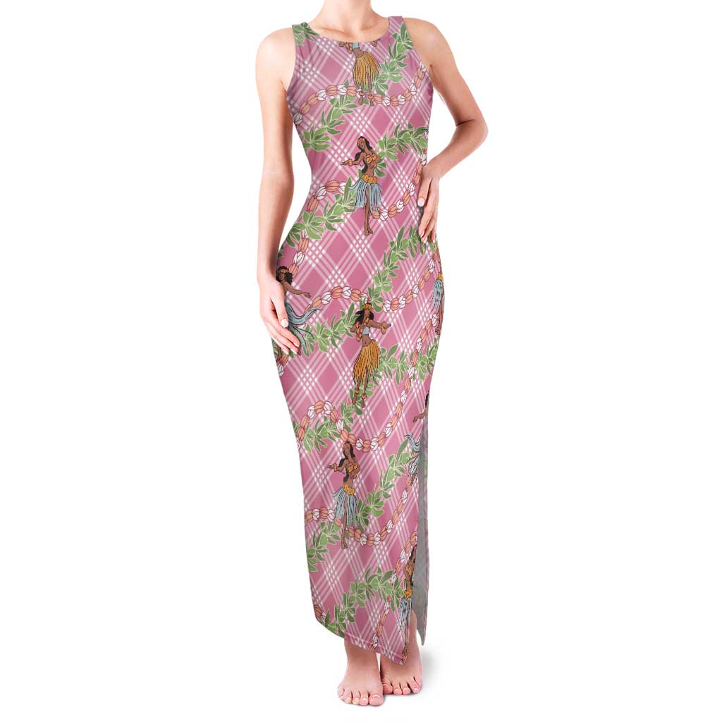 Lokelani Pink Palaka Hula Girls Seamless Hawaii Aloha Family Matching Tank Maxi Dress and Hawaiian Shirt - Polynesian Pride