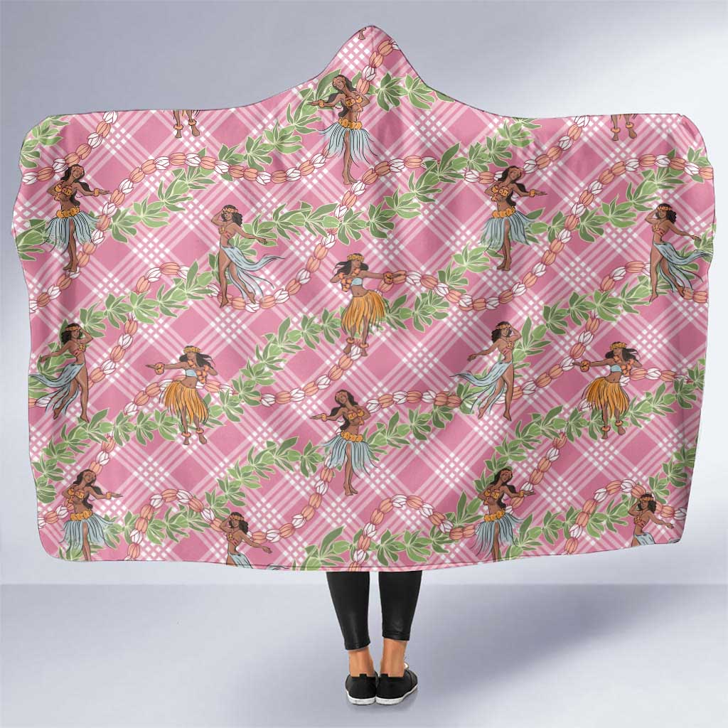 Lokelani Pink Palaka Hula Girls Seamless Hawaii Aloha Hooded Blanket LT7 One Size Pink - Polynesian Pride