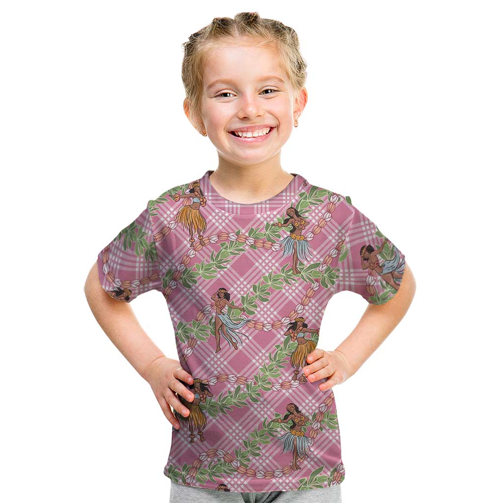 Lokelani Pink Palaka Hula Girls Seamless Hawaii Aloha Kid T Shirt - Polynesian Pride