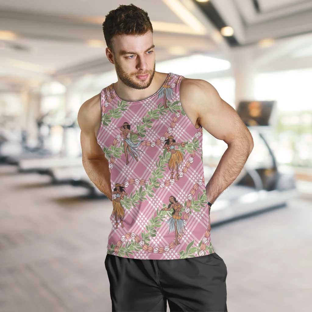 Lokelani Pink Palaka Hula Girls Seamless Hawaii Aloha Men Tank Top LT7 Pink - Polynesian Pride