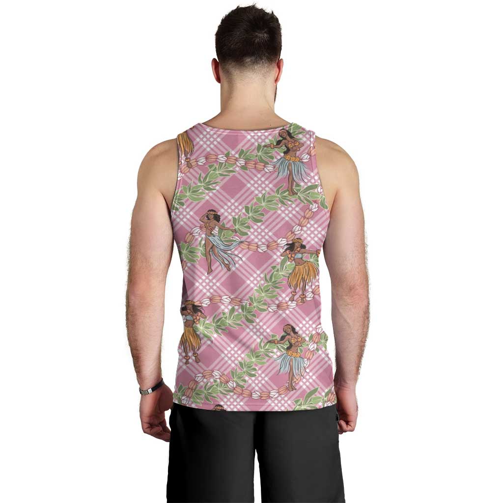 Lokelani Pink Palaka Hula Girls Seamless Hawaii Aloha Men Tank Top LT7 - Polynesian Pride