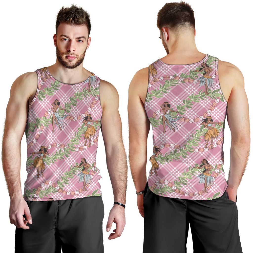 Lokelani Pink Palaka Hula Girls Seamless Hawaii Aloha Men Tank Top LT7 - Polynesian Pride