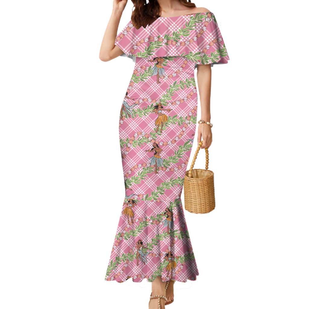 Lokelani Pink Palaka Hula Girls Seamless Hawaii Aloha Mermaid Dress - Polynesian Pride
