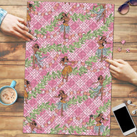 Lokelani Pink Palaka Hula Girls Seamless Hawaii Aloha Puzzle LT7 Pink - Polynesian Pride