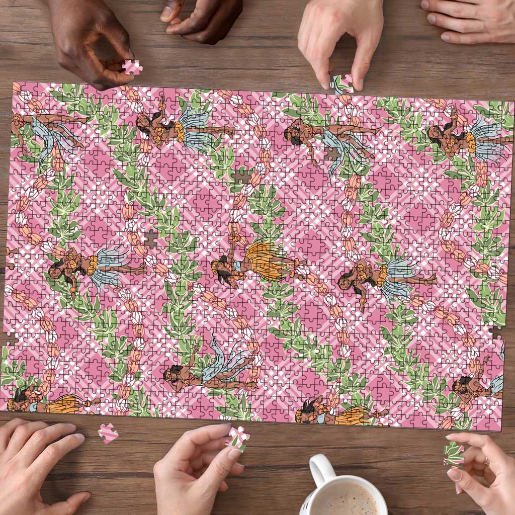 Lokelani Pink Palaka Hula Girls Seamless Hawaii Aloha Puzzle LT7 - Polynesian Pride