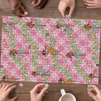 Lokelani Pink Palaka Hula Girls Seamless Hawaii Aloha Puzzle LT7 - Polynesian Pride