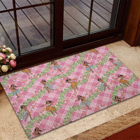 Lokelani Pink Palaka Hula Girls Seamless Hawaii Aloha Rubber Doormat - Polynesian Pride