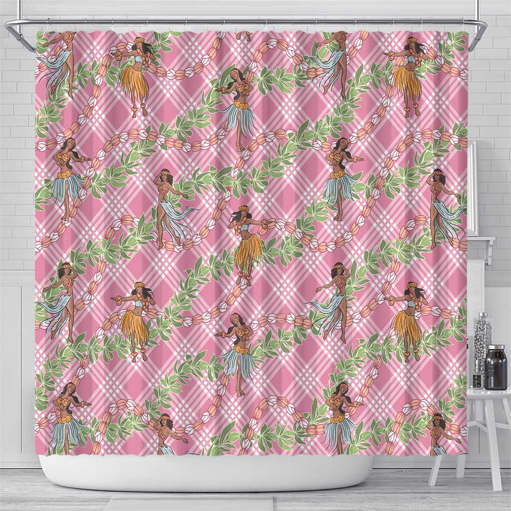 Lokelani Pink Palaka Hula Girls Seamless Hawaii Aloha Shower Curtain LT7 - Polynesian Pride
