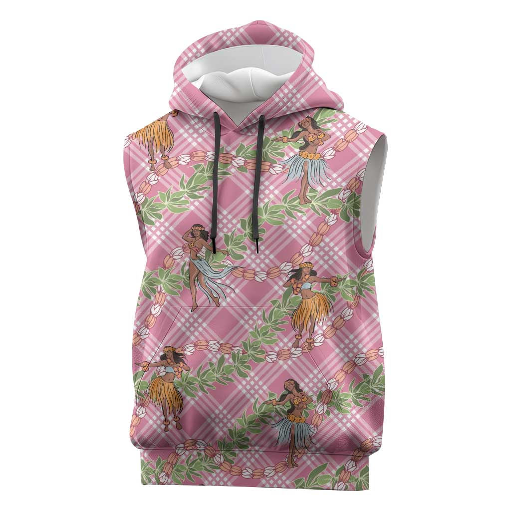 Lokelani Pink Palaka Hula Girls Seamless Hawaii Aloha Sleeveless Hoodie - Polynesian Pride