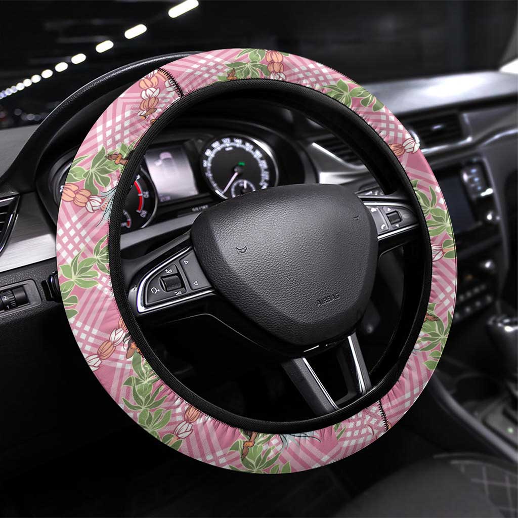 Lokelani Pink Palaka Hula Girls Seamless Hawaii Aloha Steering Wheel Cover LT7 Universal Fit Pink - Polynesian Pride