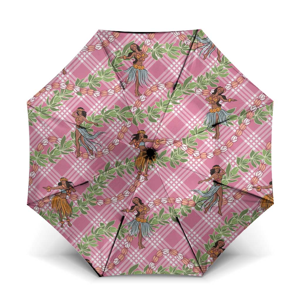 Lokelani Pink Palaka Hula Girls Seamless Hawaii Aloha Umbrella LT7 One Size Folded 11.42 inch Opened Diameter 37.4 inch Pink - Polynesian Pride
