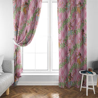 Lokelani Pink Palaka Hula Girls Seamless Hawaii Aloha Window Curtain - Polynesian Pride