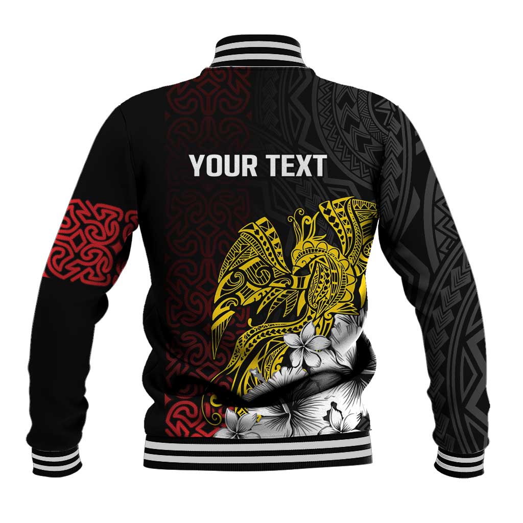 Personalized Papua New Guinea 50th Independence Anniversary Baseball Jacket Oro Tapa Mix Plumeria LT7 - Polynesian Pride
