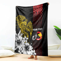 Personalized Papua New Guinea 50th Independence Anniversary Blanket Oro Tapa Mix Plumeria