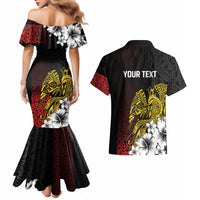 Personalized Papua New Guinea 50th Independence Anniversary Couples Matching Mermaid Dress and Hawaiian Shirt Oro Tapa Mix Plumeria