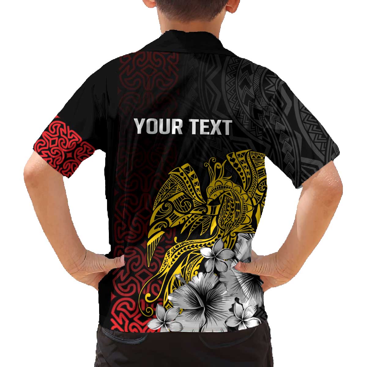 Personalized Papua New Guinea 50th Independence Anniversary Family Matching Off The Shoulder Long Sleeve Dress and Hawaiian Shirt Oro Tapa Mix Plumeria