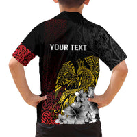 Personalized Papua New Guinea 50th Independence Anniversary Family Matching Tank Maxi Dress and Hawaiian Shirt Oro Tapa Mix Plumeria