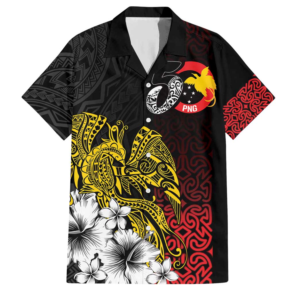 Personalized Papua New Guinea 50th Independence Anniversary Hawaiian Shirt Oro Tapa Mix Plumeria