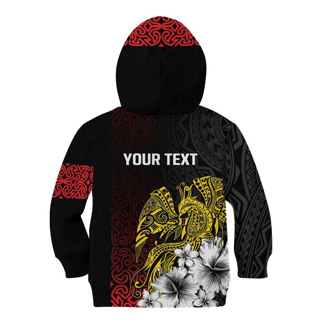 Personalized Papua New Guinea 50th Independence Anniversary Kid Hoodie Oro Tapa Mix Plumeria LT7 - Polynesian Pride