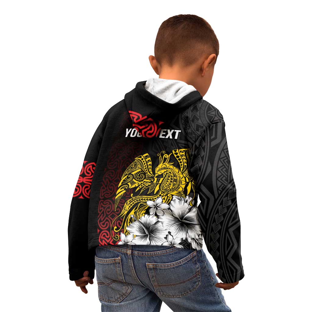 Personalized Papua New Guinea 50th Independence Anniversary Kid Hoodie Oro Tapa Mix Plumeria LT7 - Polynesian Pride