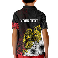 Personalized Papua New Guinea 50th Independence Anniversary Kid Polo Shirt Oro Tapa Mix Plumeria