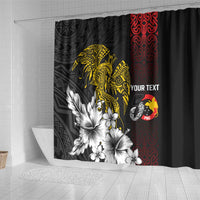 Personalized Papua New Guinea 50th Independence Anniversary Shower Curtain Oro Tapa Mix Plumeria