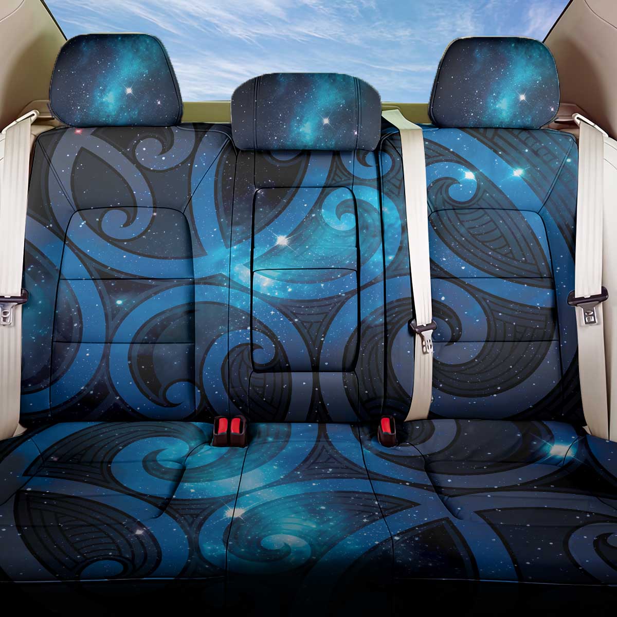 New Zealand Maori Matariki Back Car Seat Cover Galaxy Kowhaiwhai LT7 One Size Galaxy - Polynesian Pride