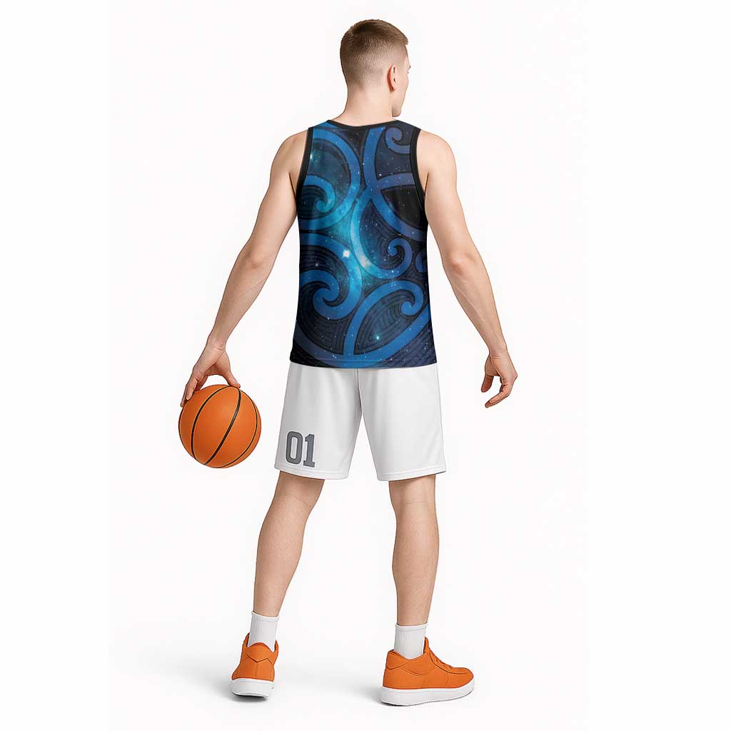 New Zealand Maori Matariki Basketball Jersey Galaxy Kowhaiwhai