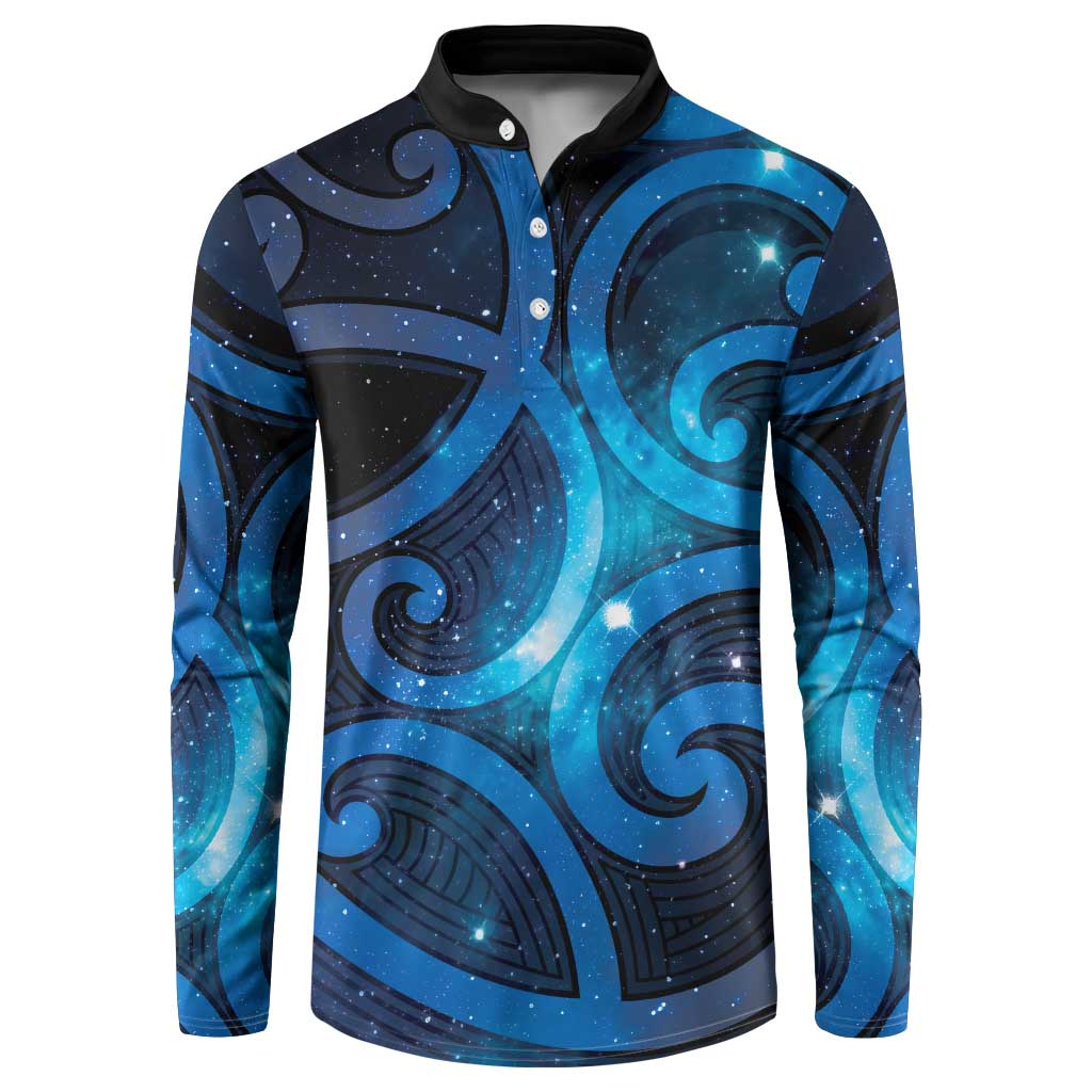 New Zealand Maori Matariki Button Sweatshirt Galaxy Kowhaiwhai