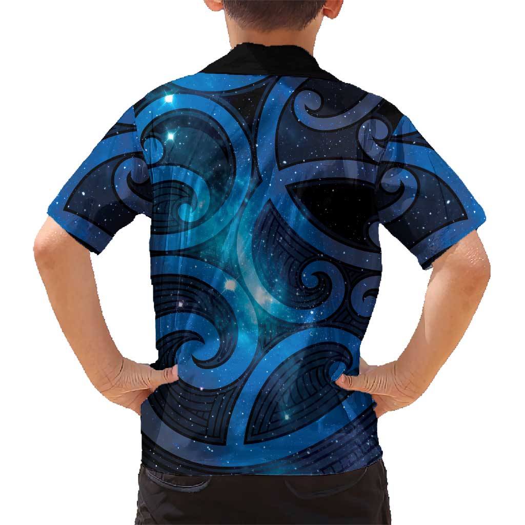 New Zealand Maori Matariki Family Matching Off The Shoulder Long Sleeve Dress and Hawaiian Shirt Galaxy Kowhaiwhai LT7 - Polynesian Pride
