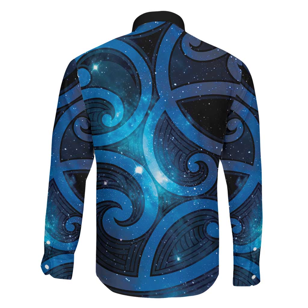 New Zealand Maori Matariki Family Matching Off The Shoulder Long Sleeve Dress and Hawaiian Shirt Galaxy Kowhaiwhai LT7 - Polynesian Pride